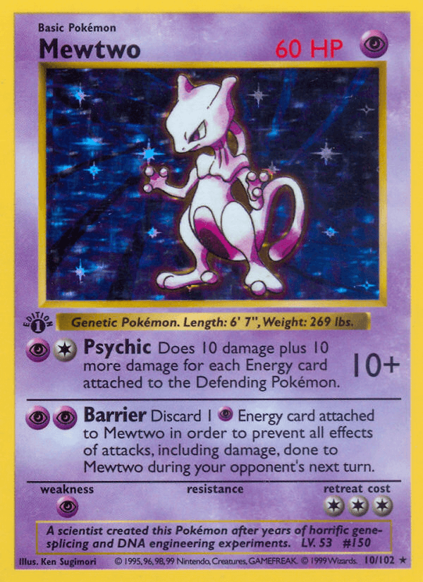 Carta Mewtwo Holo Base Set